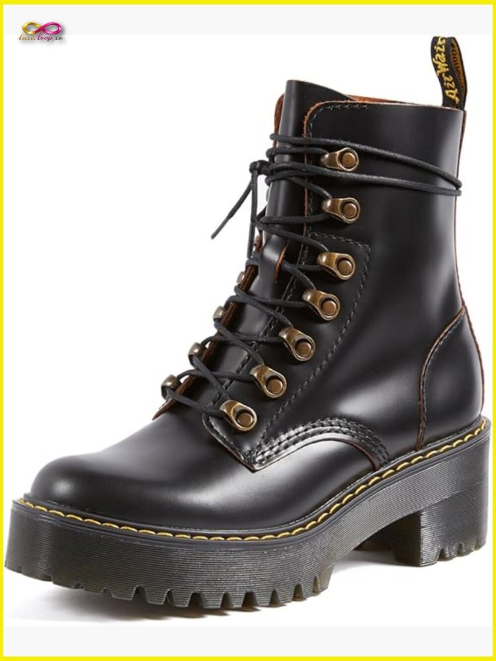 Leather Heeled Ankle Boots Lace Up Mid-Calf Chunky Sole Casual Classic